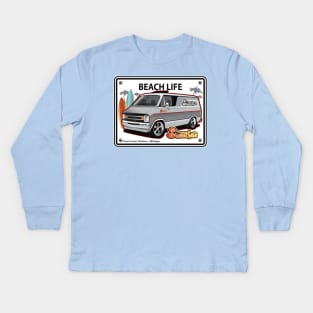 Dodge Sweet Van Beach Life Sign Kids Long Sleeve T-Shirt